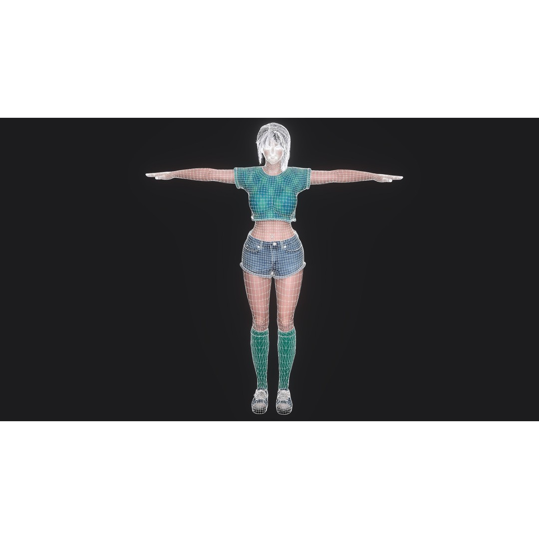 Josie 3D Model – Realistic Low-Poly Female Character, Rigged, PBR Textures