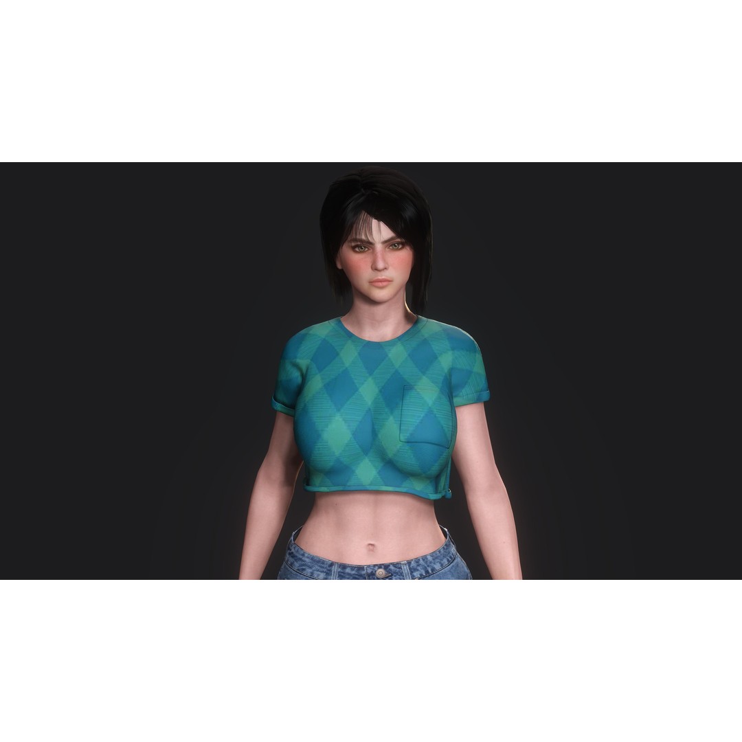 Josie 3D Model – Realistic Low-Poly Female Character, Rigged, PBR Textures - View 13