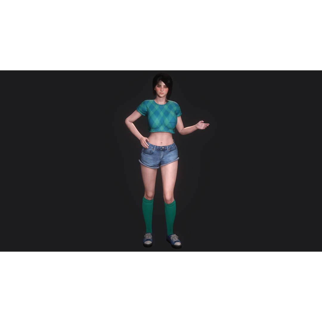 Josie 3D Model – Realistic Low-Poly Female Character, Rigged, PBR Textures - View 15