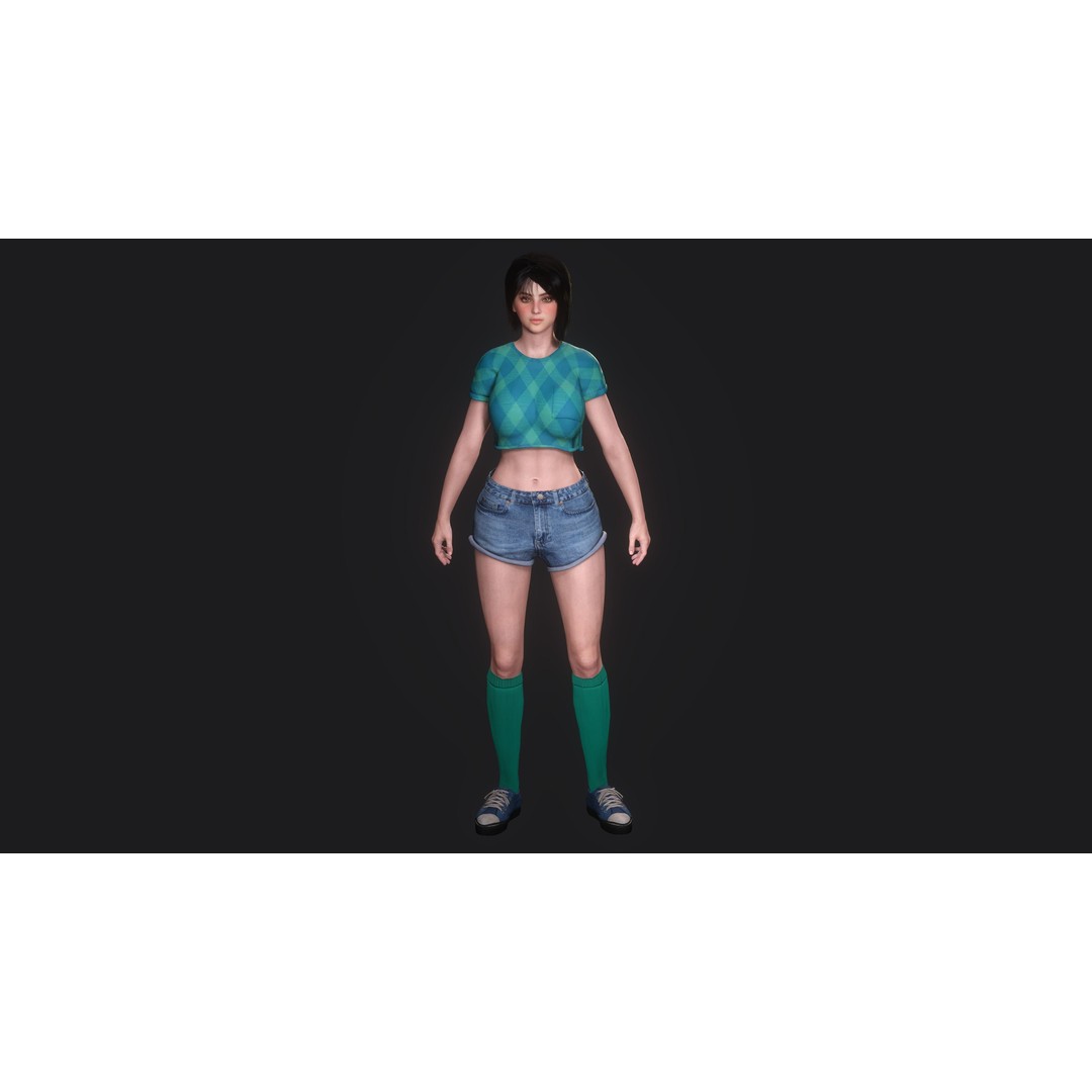 Josie 3D Model – Realistic Low-Poly Female Character, Rigged, PBR Textures - View 16