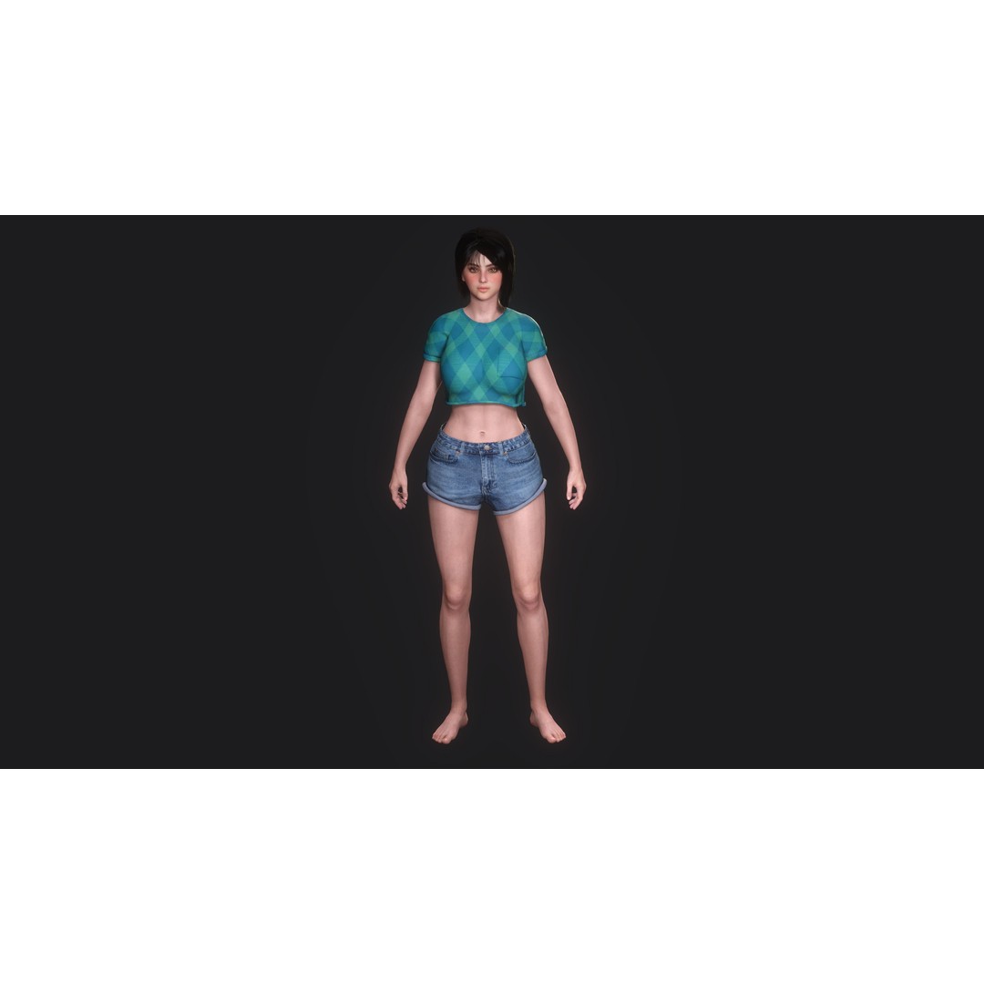 Josie 3D Model – Realistic Low-Poly Female Character, Rigged, PBR Textures - View 18