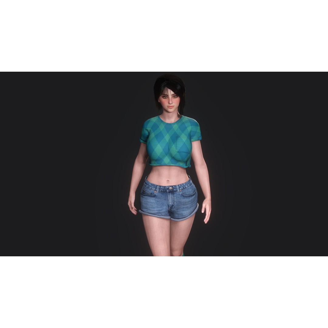 Josie 3D Model – Realistic Low-Poly Female Character, Rigged, PBR Textures - View 5