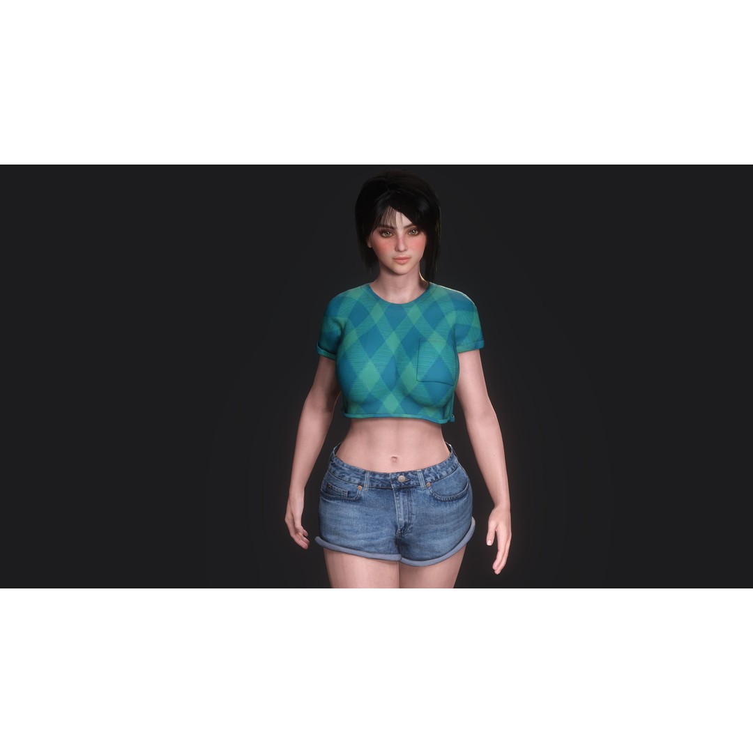 Josie 3D Model – Realistic Low-Poly Female Character, Rigged, PBR Textures - View 6
