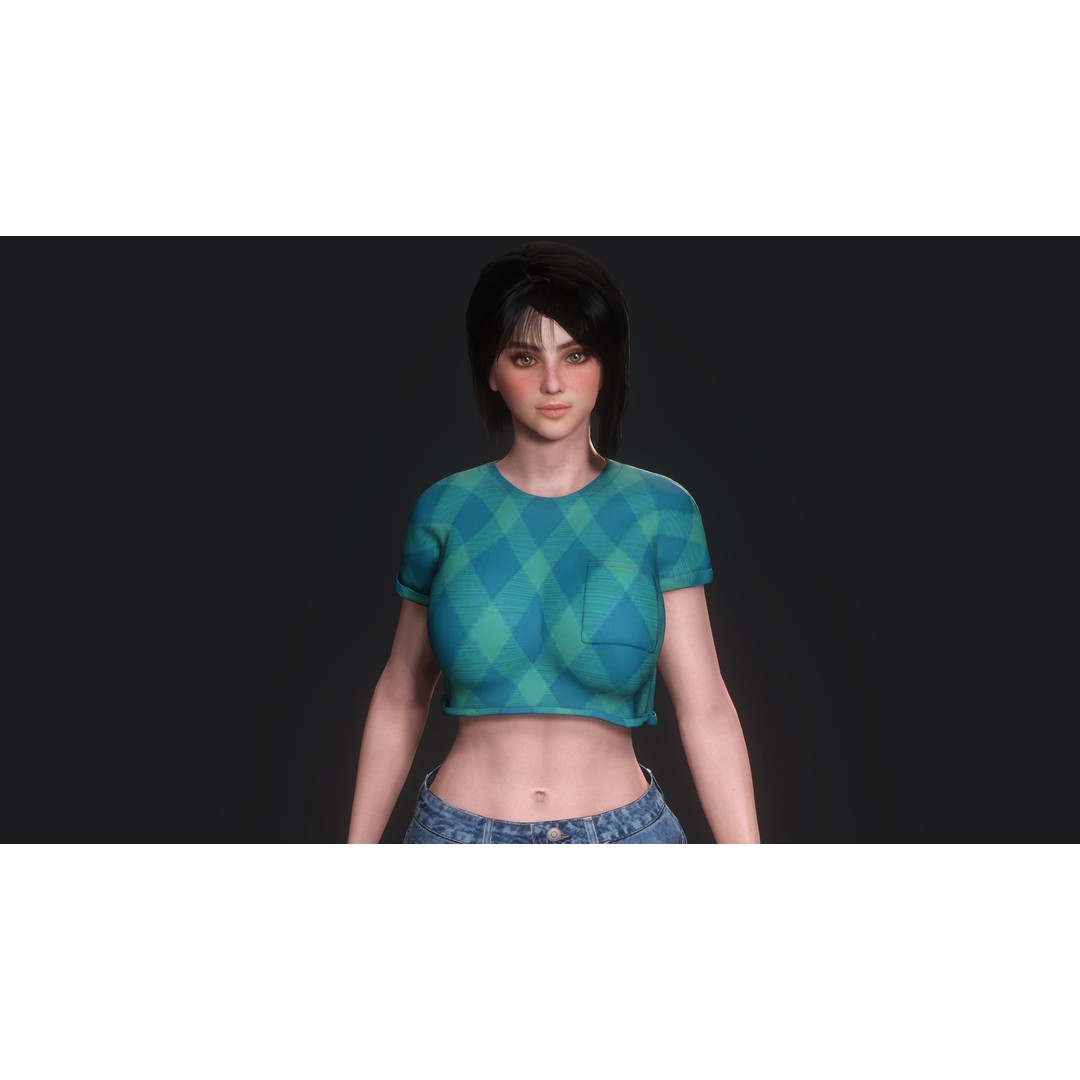 Josie 3D Model – Realistic Low-Poly Female Character, Rigged, PBR Textures - View 7