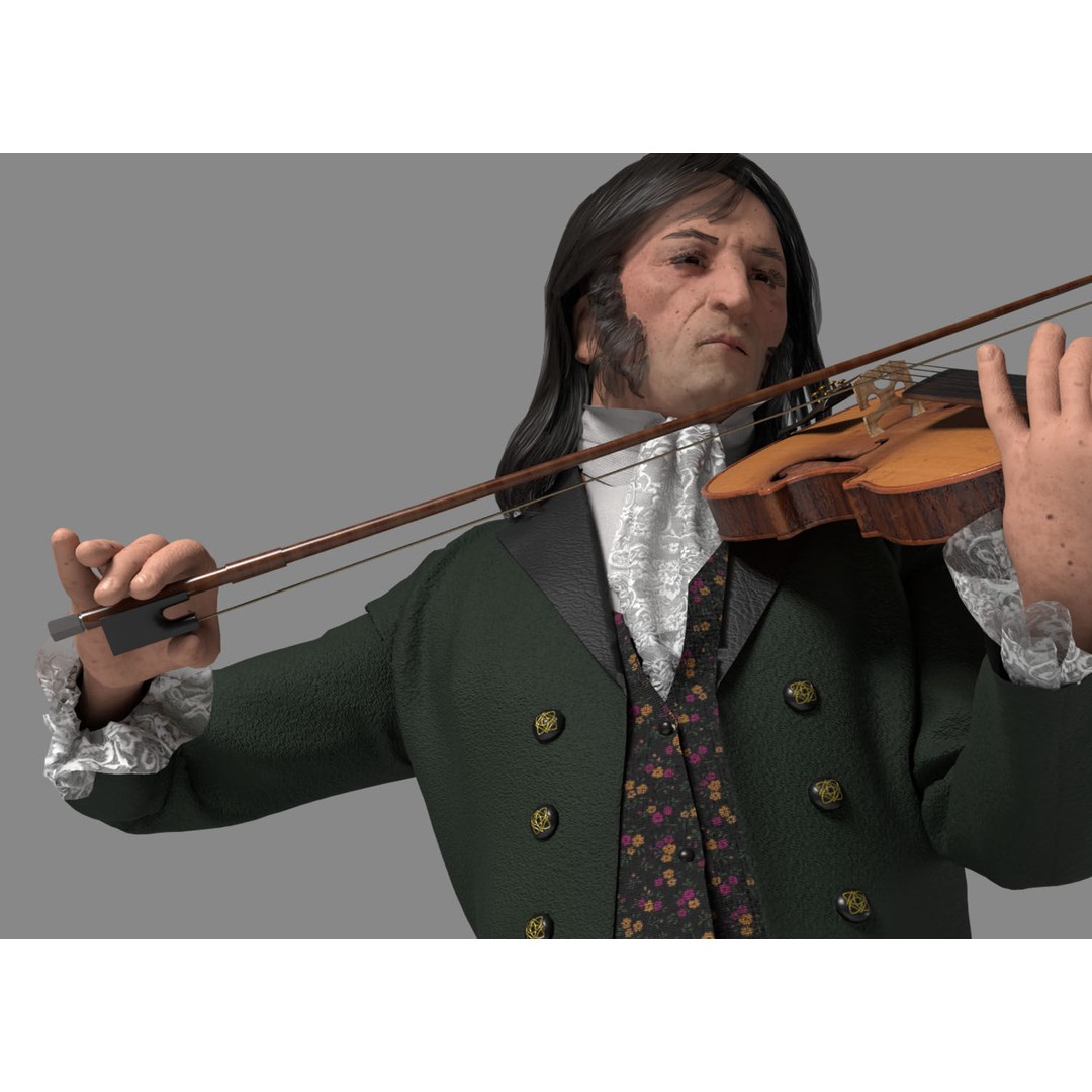 Violinist 3D Model – Low Poly Character with PBR Textures, FBX & OBJ