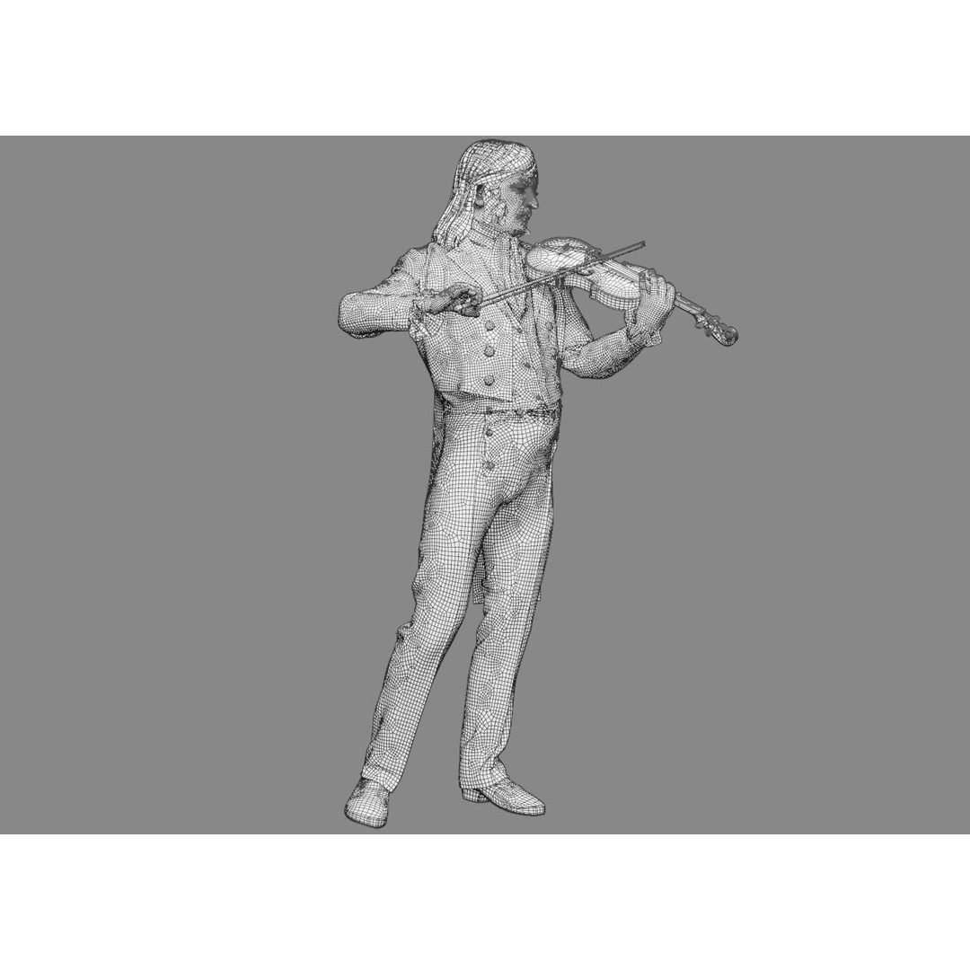 Violinist 3D Model – Low Poly Character with PBR Textures, FBX & OBJ - View 10