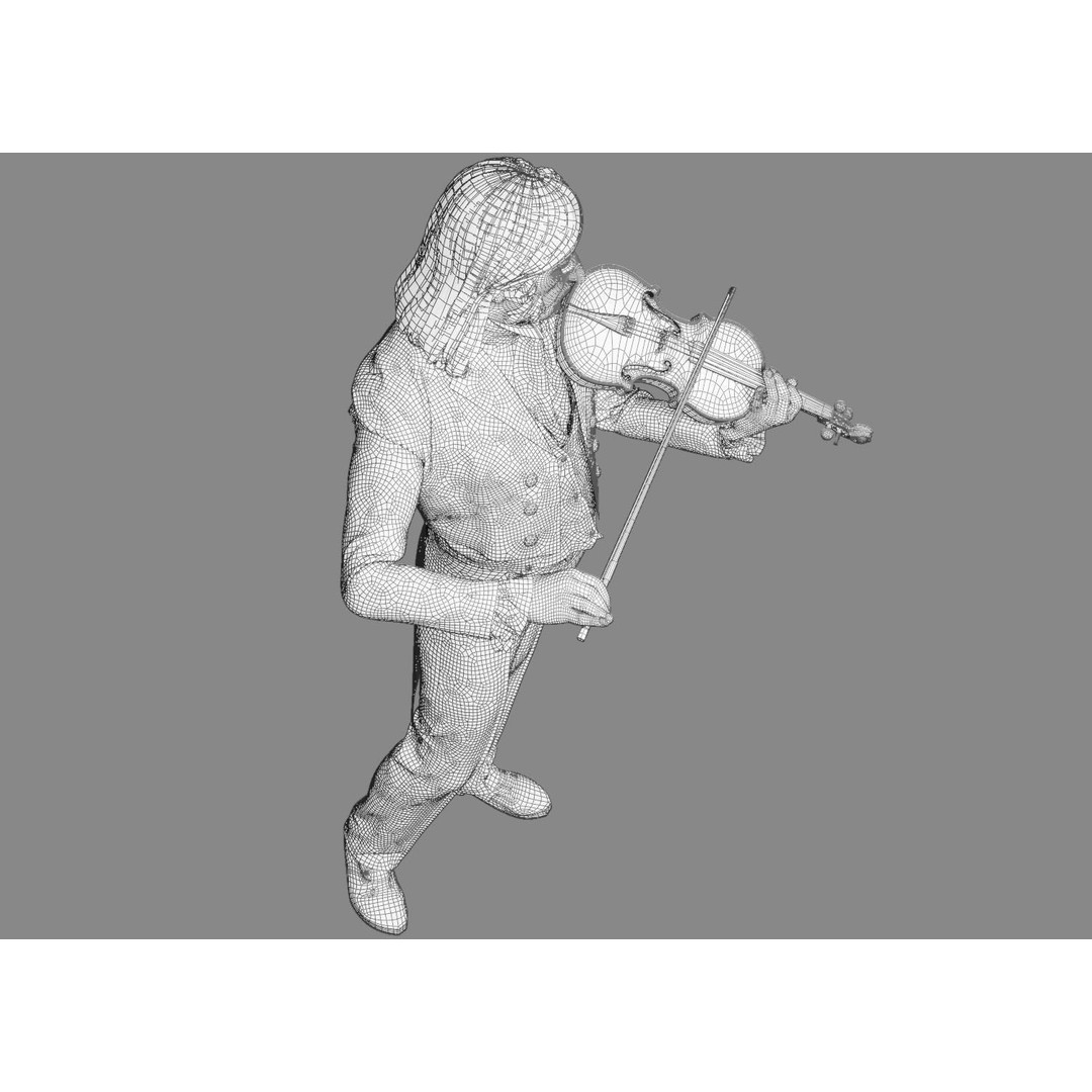 Violinist 3D Model – Low Poly Character with PBR Textures, FBX & OBJ - View 11