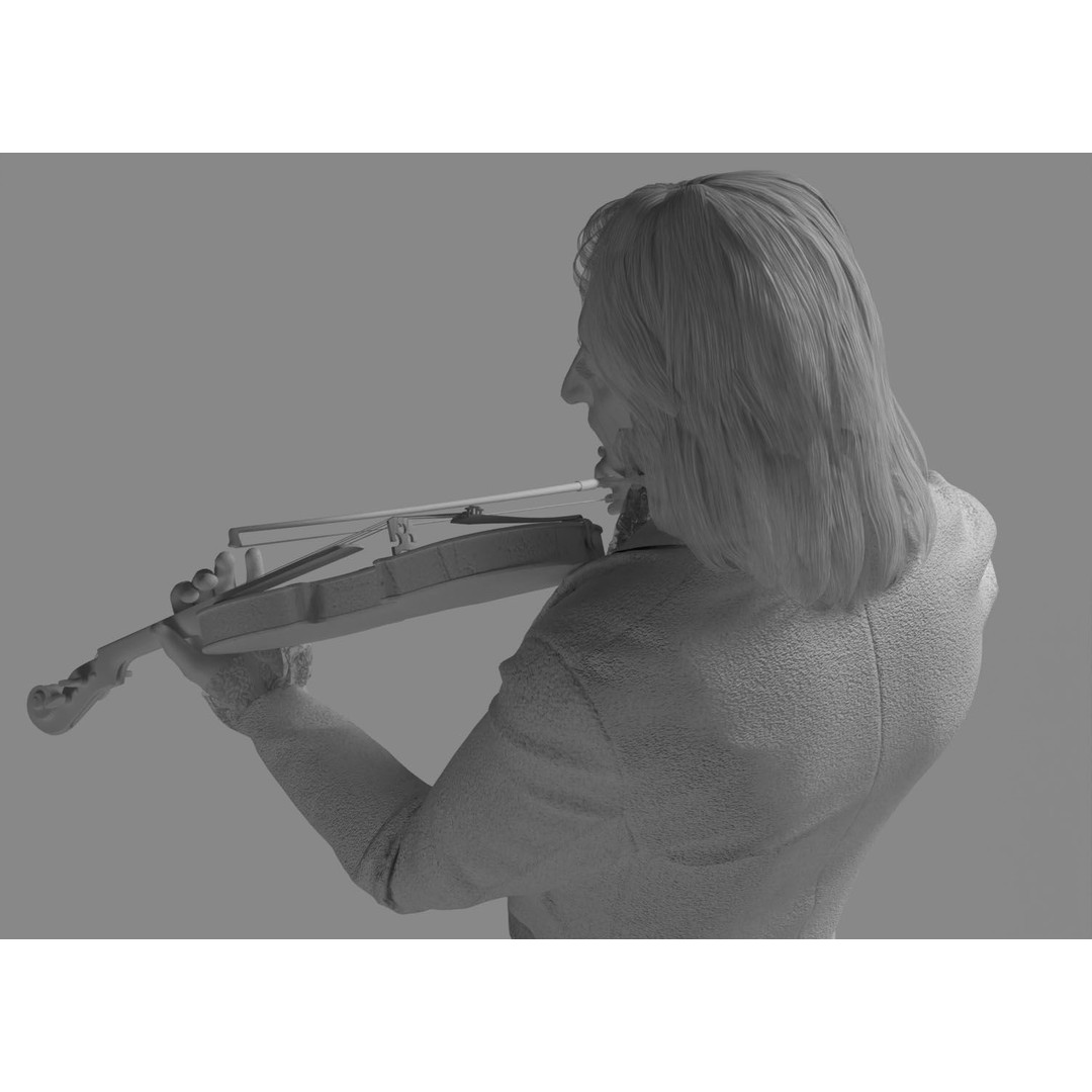 Violinist 3D Model – Low Poly Character with PBR Textures, FBX & OBJ - View 12