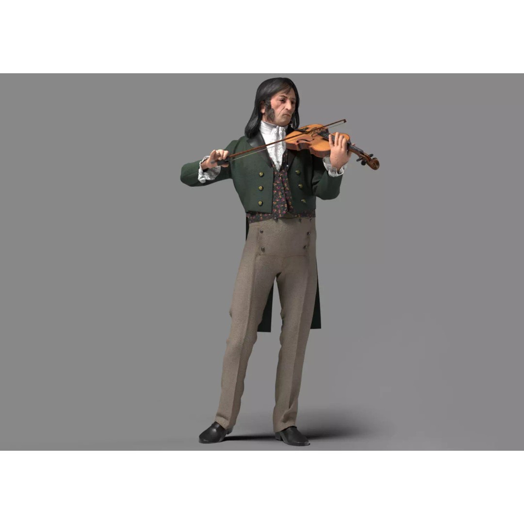 Violinist 3D Model – Low Poly Character with PBR Textures, FBX & OBJ - View 2