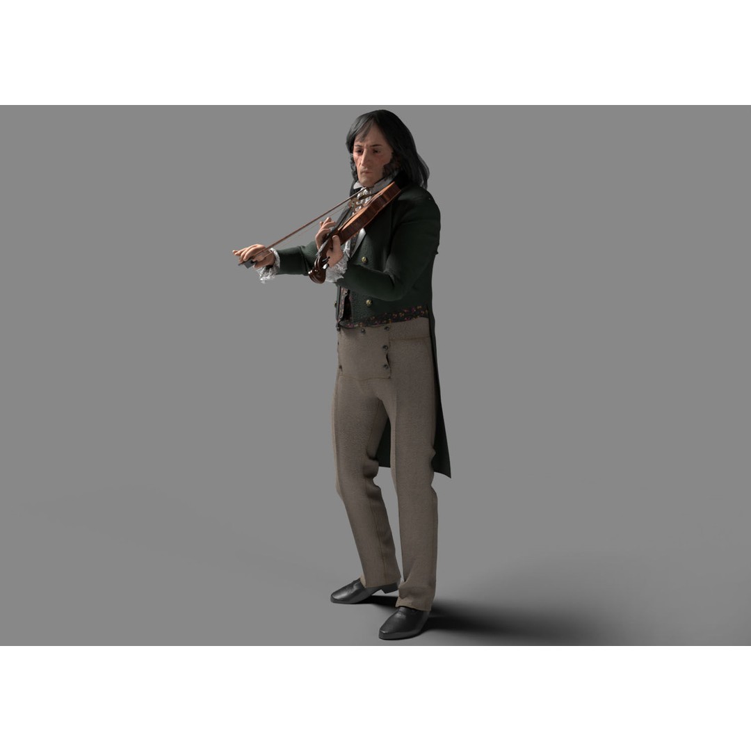 Violinist 3D Model – Low Poly Character with PBR Textures, FBX & OBJ - View 4