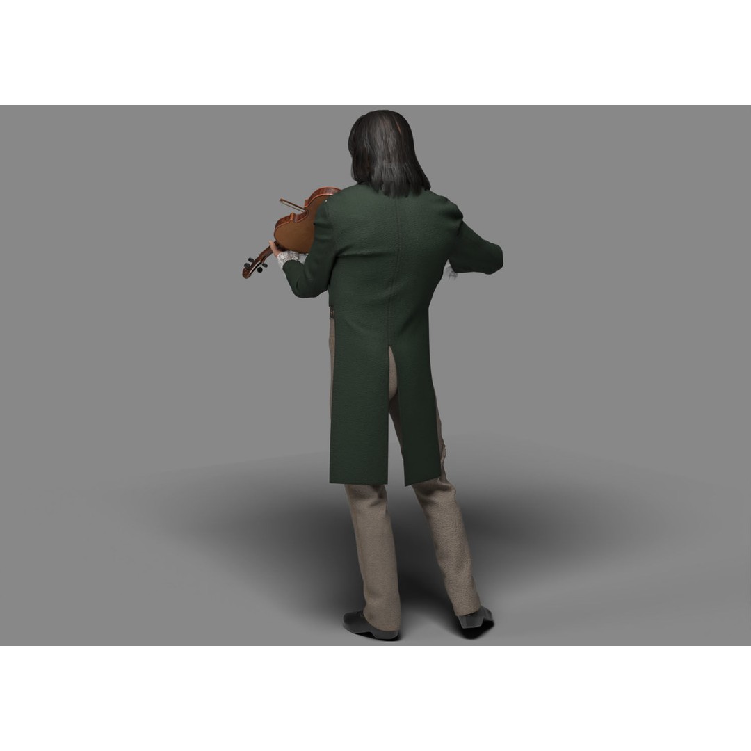 Violinist 3D Model – Low Poly Character with PBR Textures, FBX & OBJ - View 6