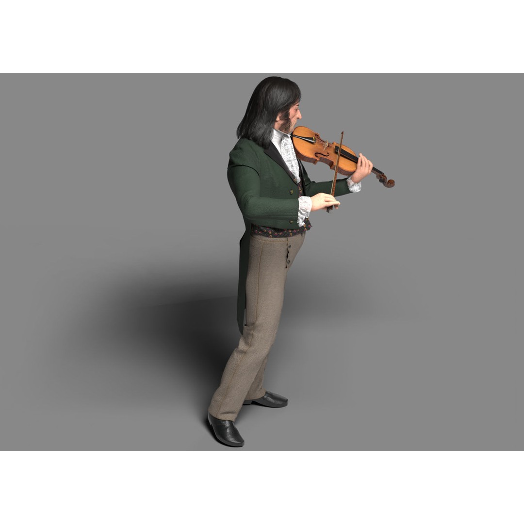Violinist 3D Model – Low Poly Character with PBR Textures, FBX & OBJ - View 7