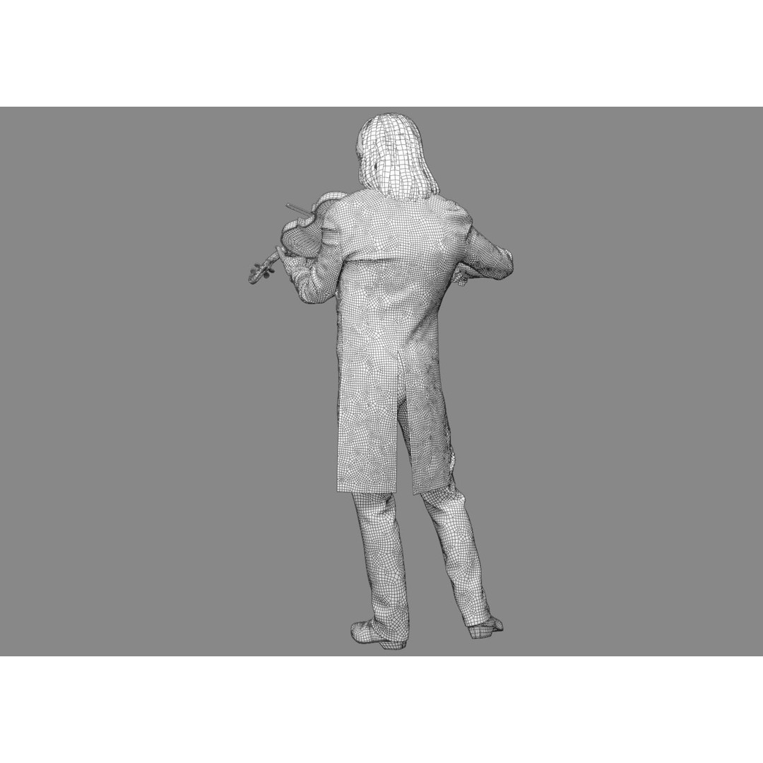 Violinist 3D Model – Low Poly Character with PBR Textures, FBX & OBJ - View 8