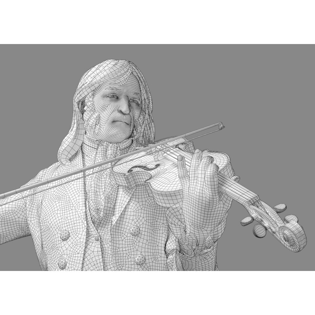 Violinist 3D Model – Low Poly Character with PBR Textures, FBX & OBJ - View 9