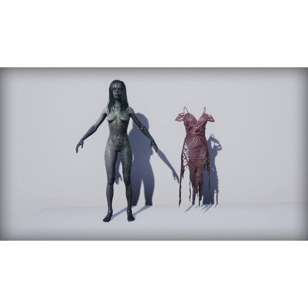 Drowned Woman 3D Model – Low Poly Game Ready Character, FBX - View 11