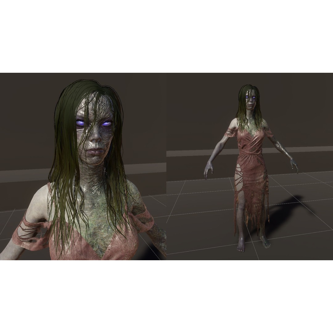 Drowned Woman 3D Model – Low Poly Game Ready Character, FBX - View 13