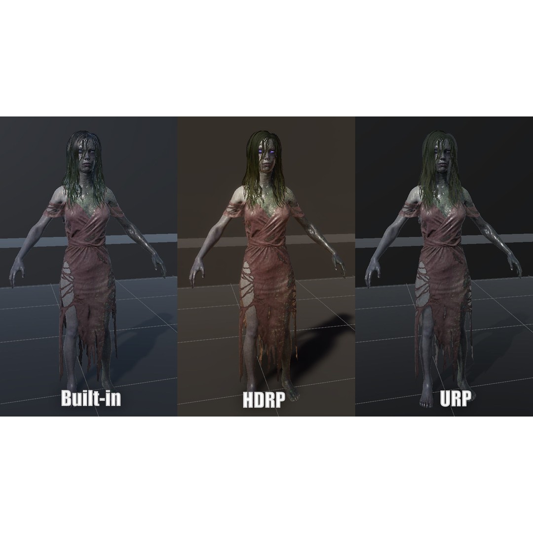 Drowned Woman 3D Model – Low Poly Game Ready Character, FBX - View 15