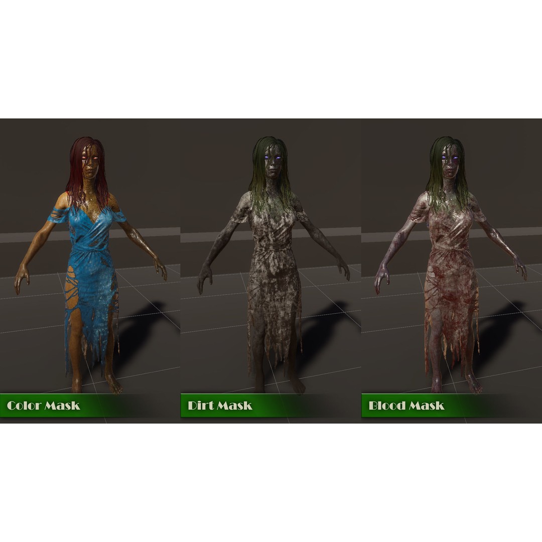 Drowned Woman 3D Model – Low Poly Game Ready Character, FBX - View 16