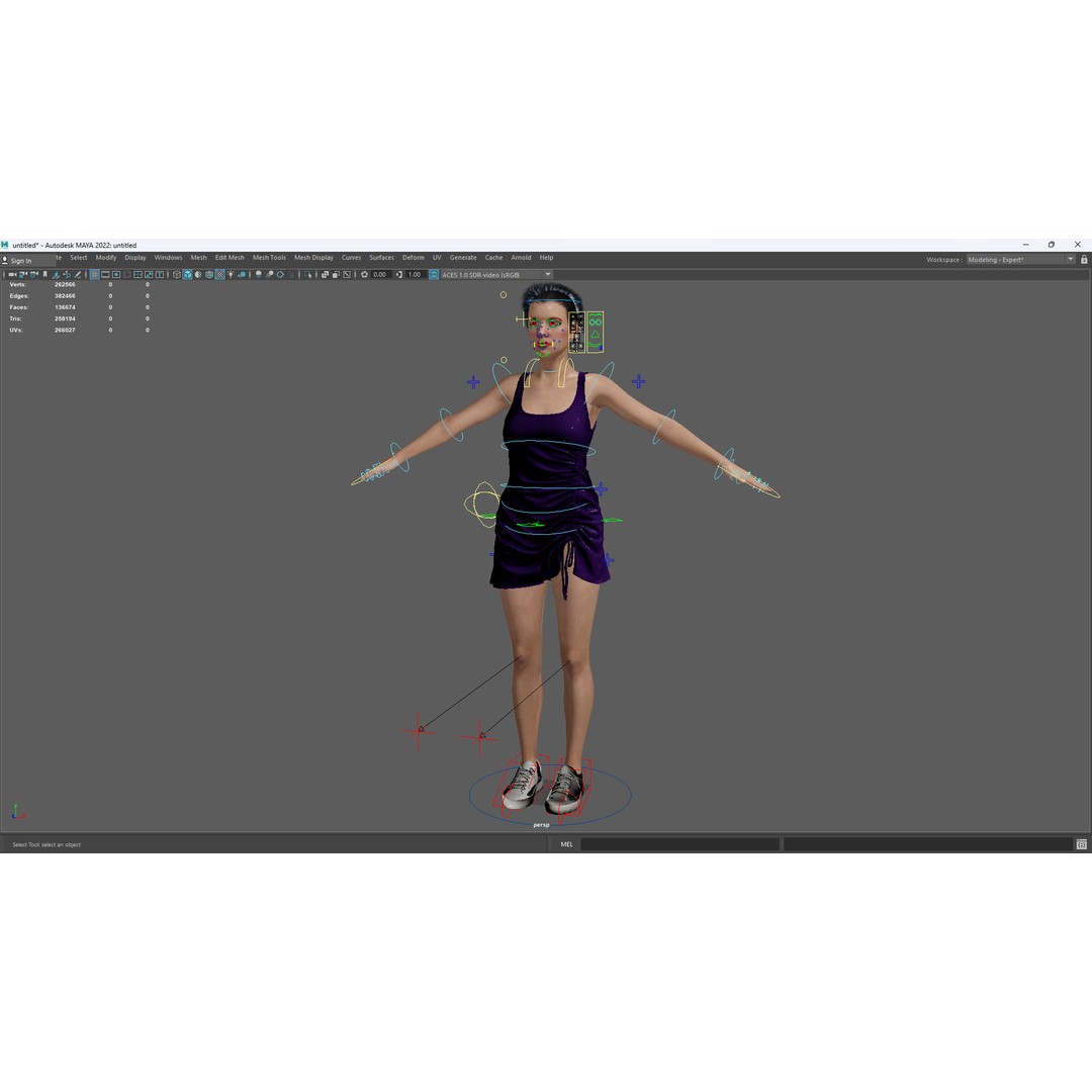 Purple Lady Dress 3D Model – Realistic Rigged Character, Game-Ready - View 19