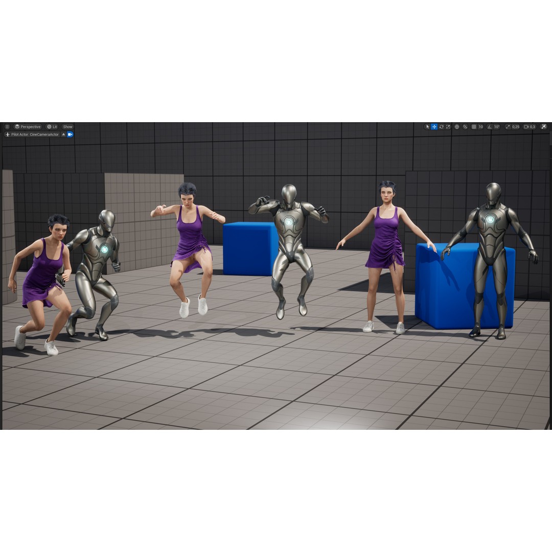 Purple Lady Dress 3D Model – Realistic Rigged Character, Game-Ready - View 21
