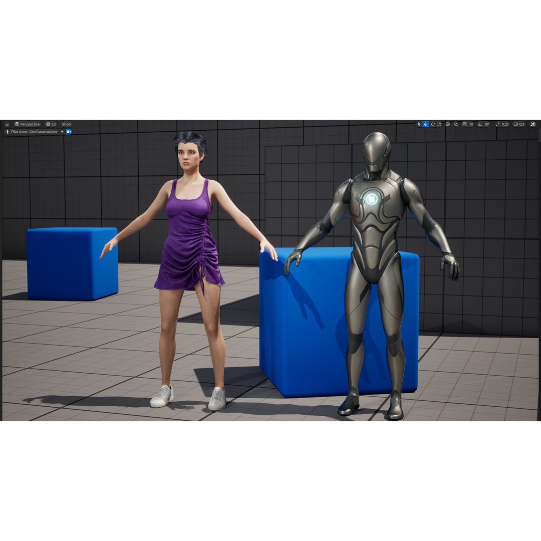 Purple Lady Dress 3D Model – Realistic Rigged Character, Game-Ready - View 22