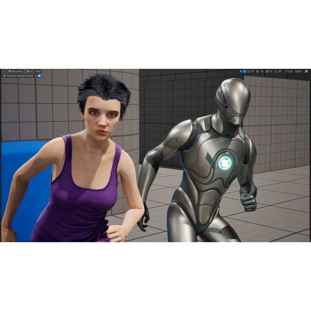 Purple Lady Dress 3D Model – Realistic Rigged Character, Game-Ready - View 23