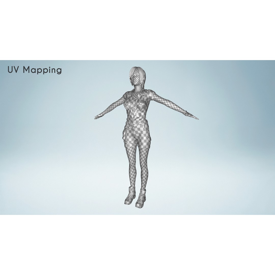 Purple Lady Dress 3D Model – Realistic Rigged Character, Game-Ready - View 24