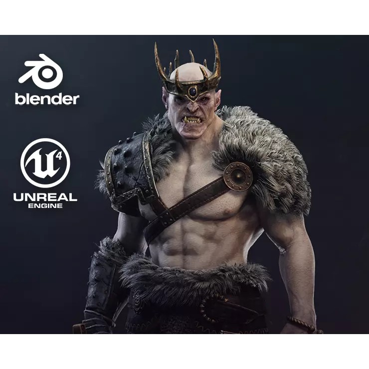 Orc Marauder 3D Model – Low Poly Game Ready Character, FBX - View 2