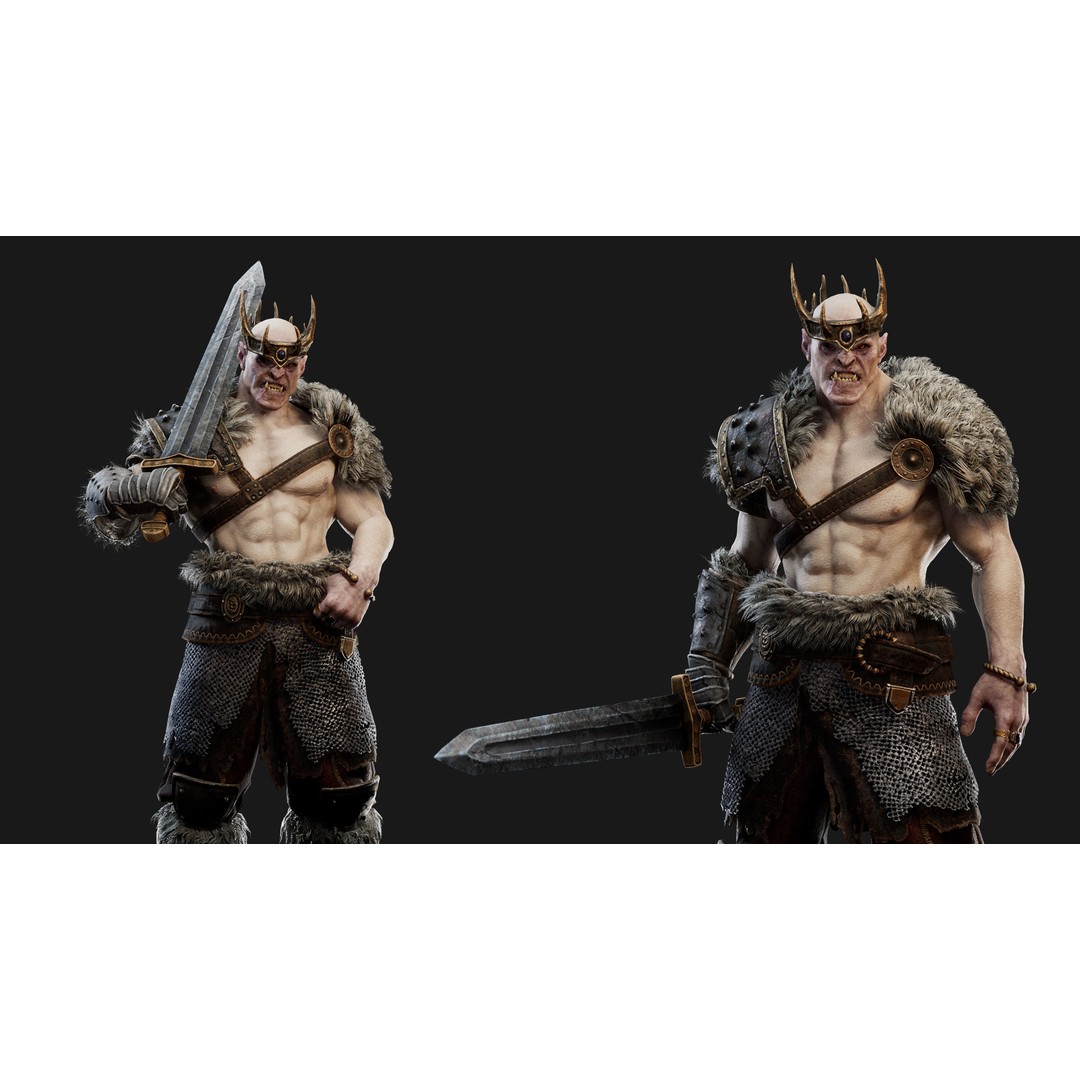 Orc Marauder 3D Model – Low Poly Game Ready Character, FBX - View 8