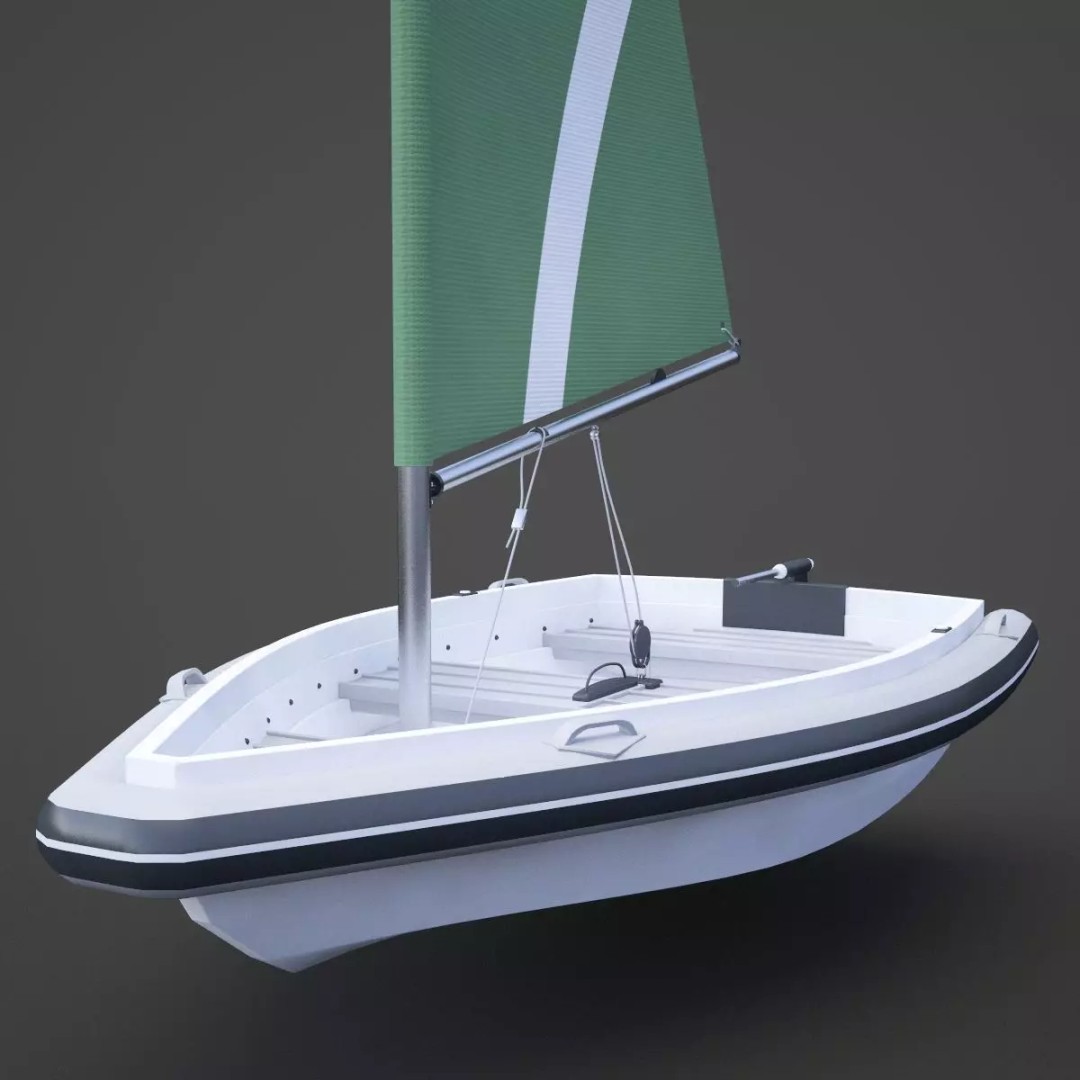 Sail Boat 3D Model – High Poly Watercraft for Animation, FBX, OBJ - View 2