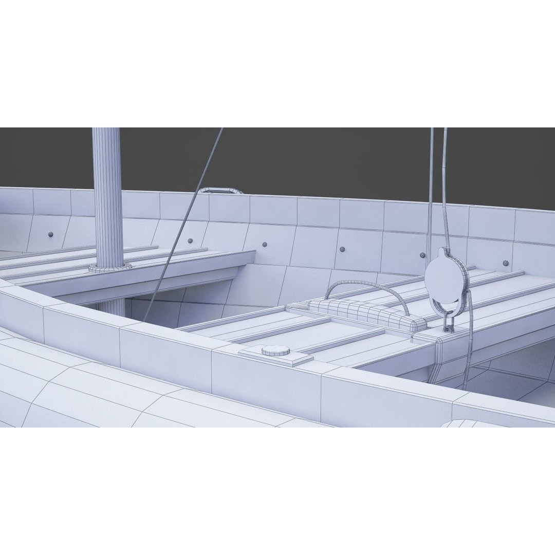 Sail Boat 3D Model – High Poly Watercraft for Animation, FBX, OBJ - View 26