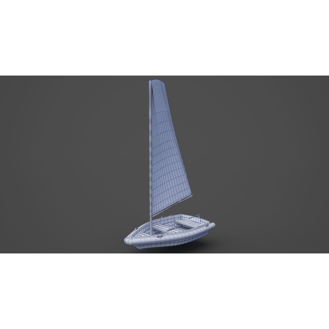 Sail Boat 3D Model – High Poly Watercraft for Animation, FBX, OBJ - View 29