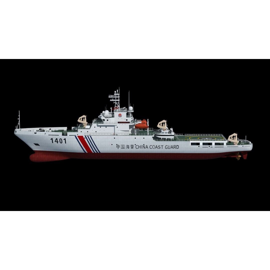 China Coast Guard Ship 1401 3D Model – Military Vessel, FBX, OBJ Formats