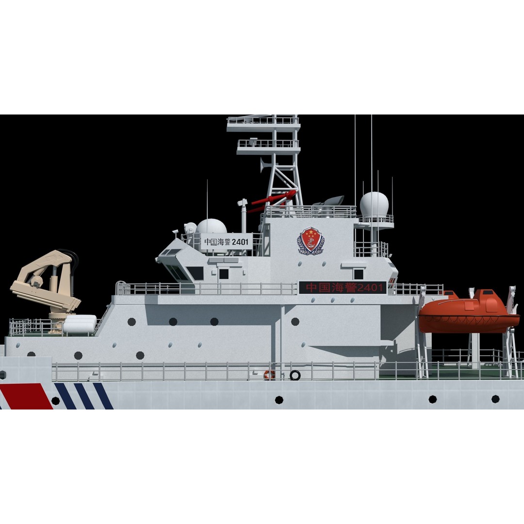 China Coast Guard Ship 1401 3D Model – Military Vessel, FBX, OBJ Formats - View 10