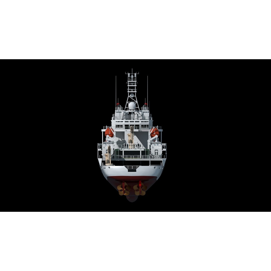 China Coast Guard Ship 1401 3D Model – Military Vessel, FBX, OBJ Formats - View 12