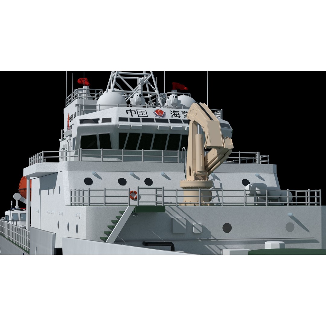 China Coast Guard Ship 1401 3D Model – Military Vessel, FBX, OBJ Formats - View 13