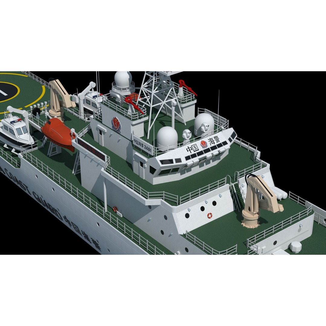 China Coast Guard Ship 1401 3D Model – Military Vessel, FBX, OBJ Formats - View 14