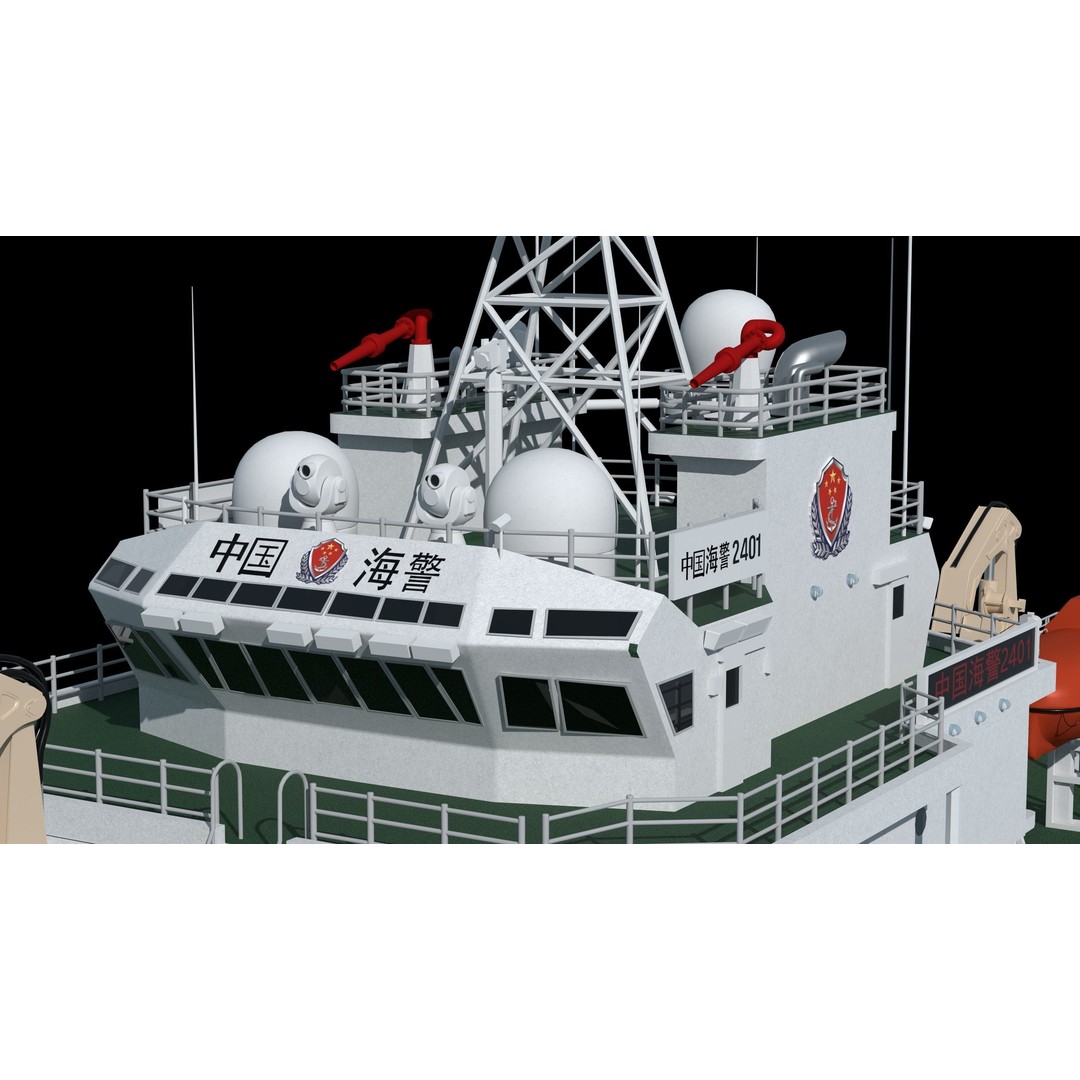 China Coast Guard Ship 1401 3D Model – Military Vessel, FBX, OBJ Formats - View 15