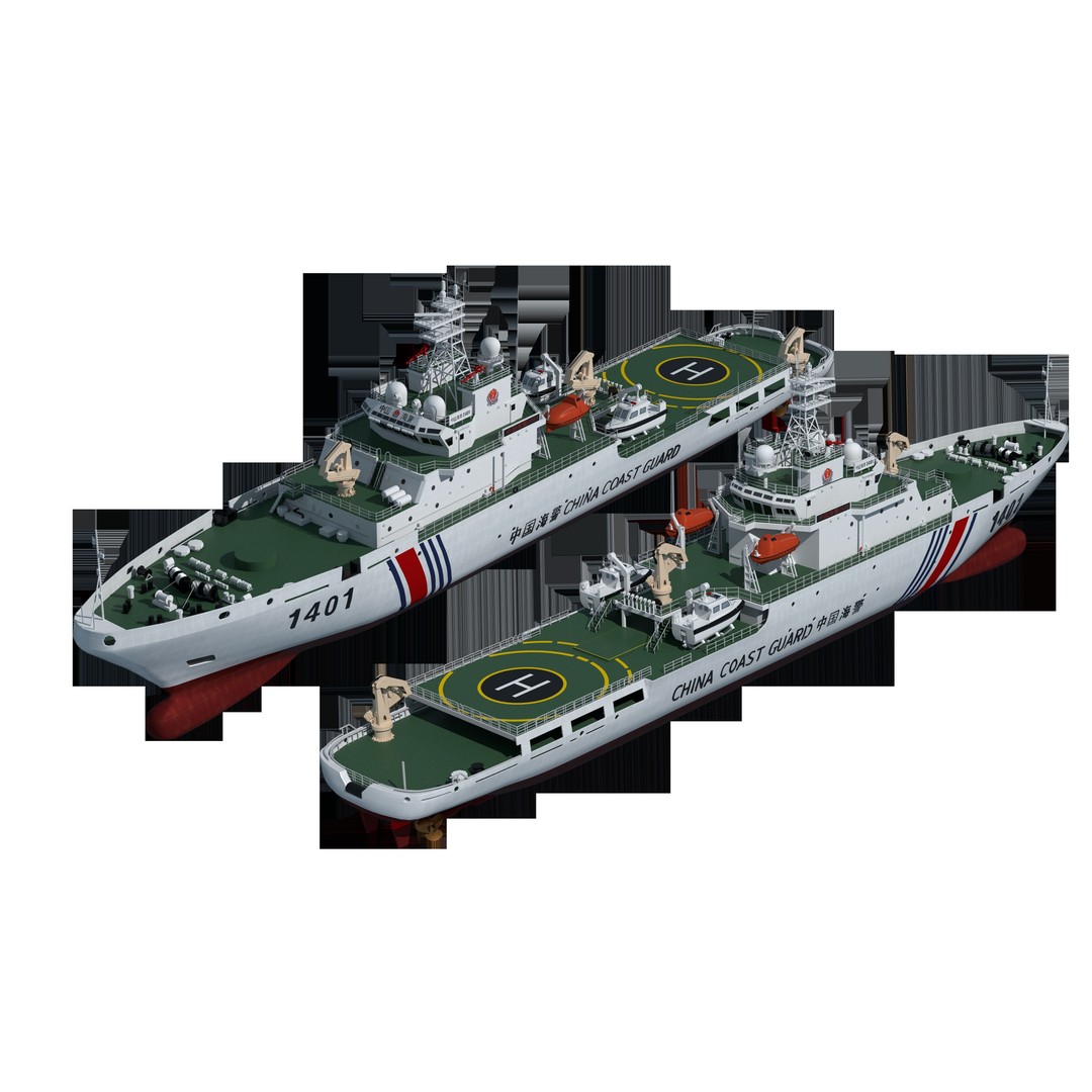 China Coast Guard Ship 1401 3D Model – Military Vessel, FBX, OBJ Formats - View 17