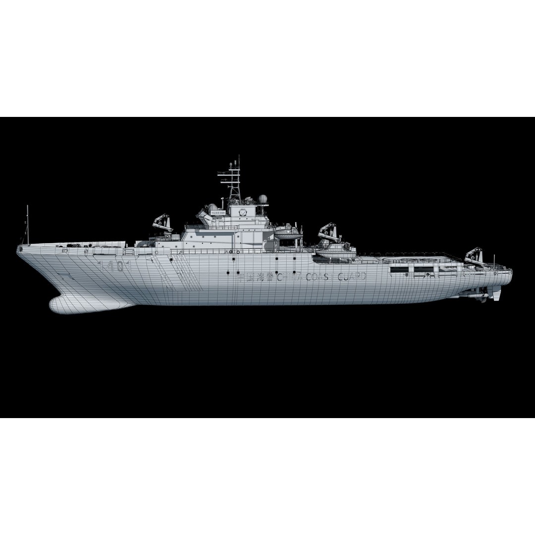 China Coast Guard Ship 1401 3D Model – Military Vessel, FBX, OBJ Formats - View 18