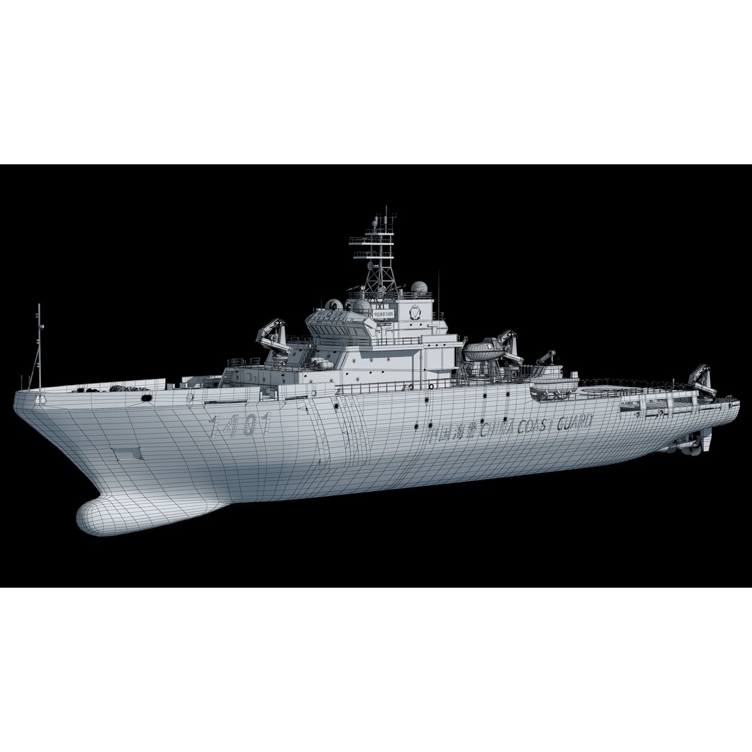 China Coast Guard Ship 1401 3D Model – Military Vessel, FBX, OBJ Formats - View 19