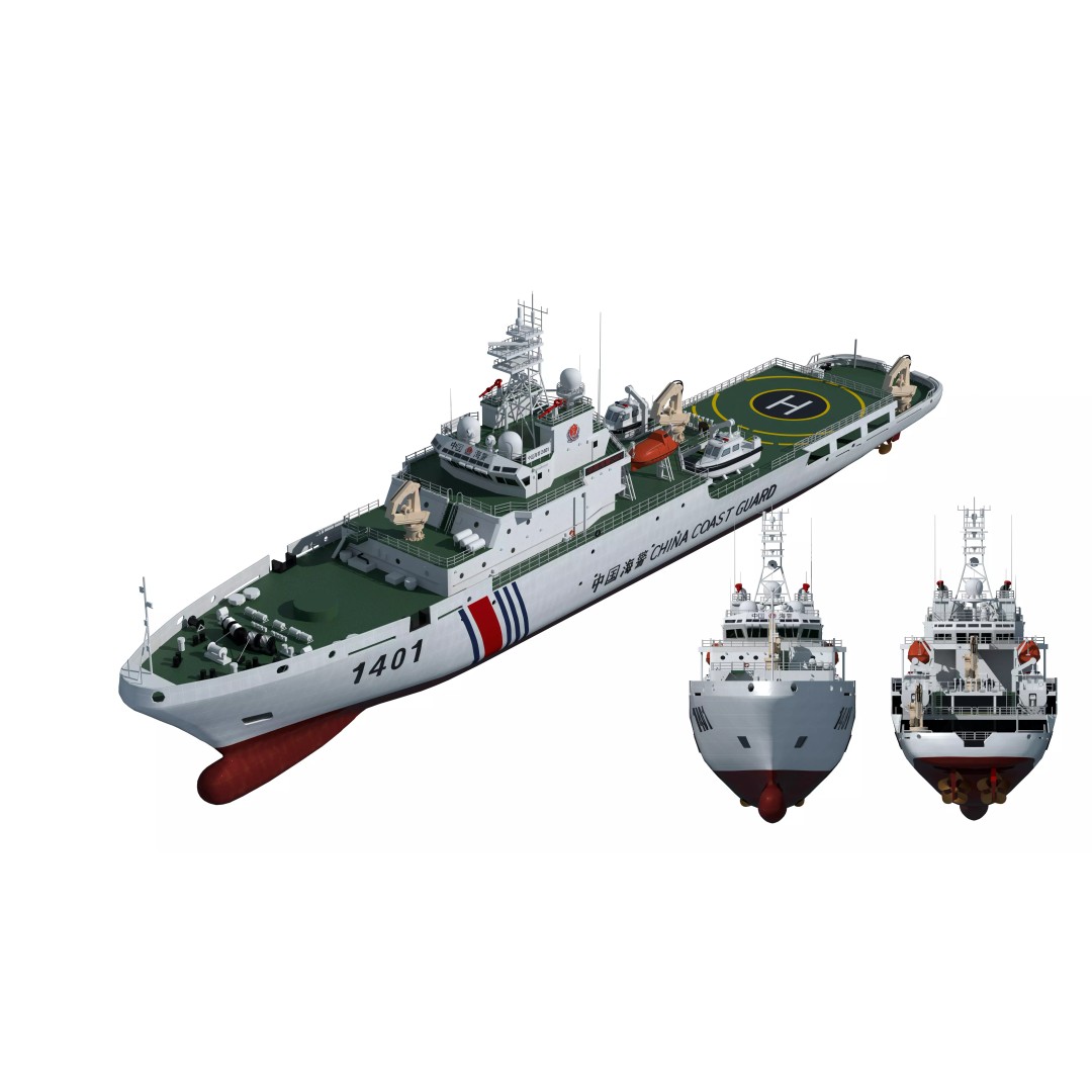 China Coast Guard Ship 1401 3D Model – Military Vessel, FBX, OBJ Formats - View 2