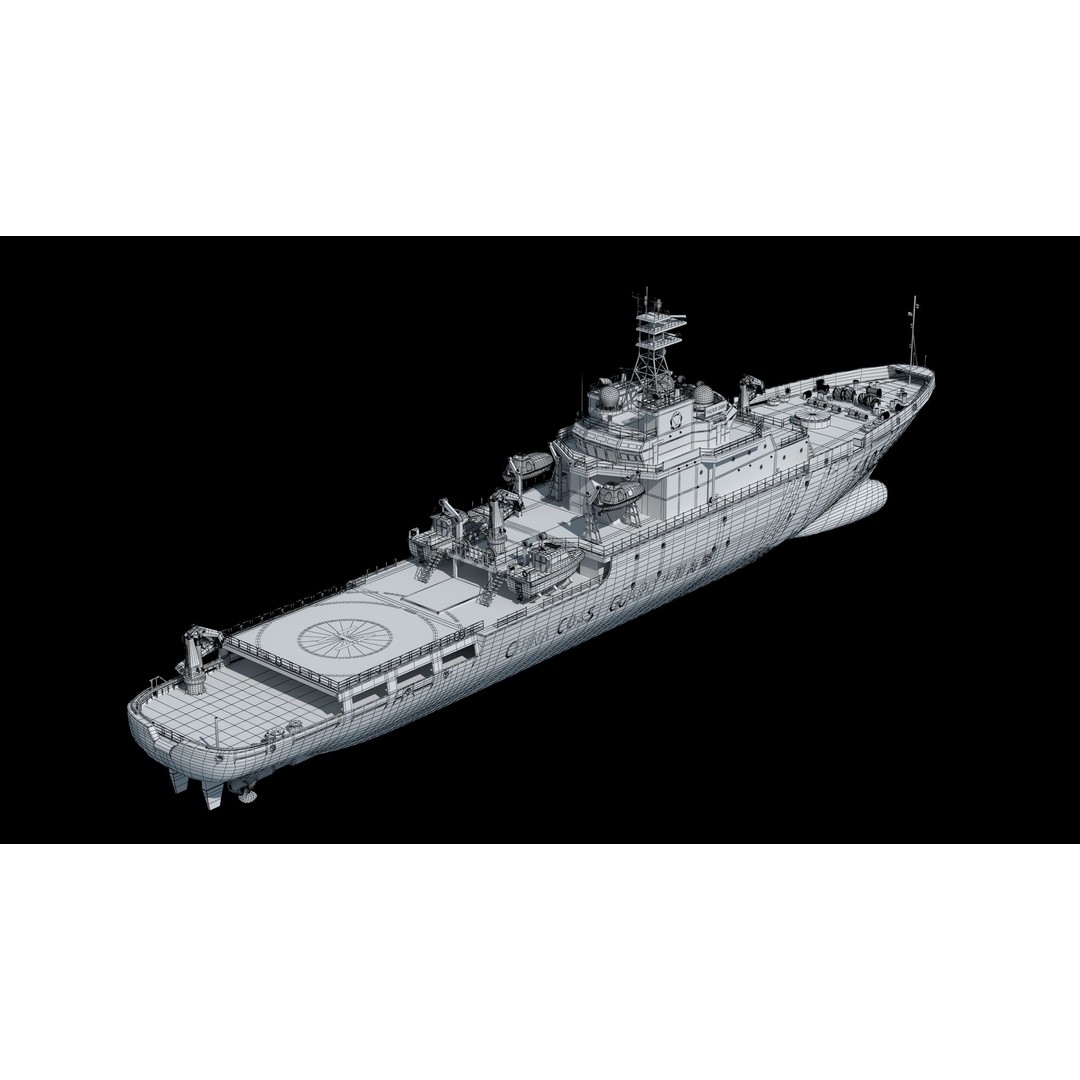 China Coast Guard Ship 1401 3D Model – Military Vessel, FBX, OBJ Formats - View 20
