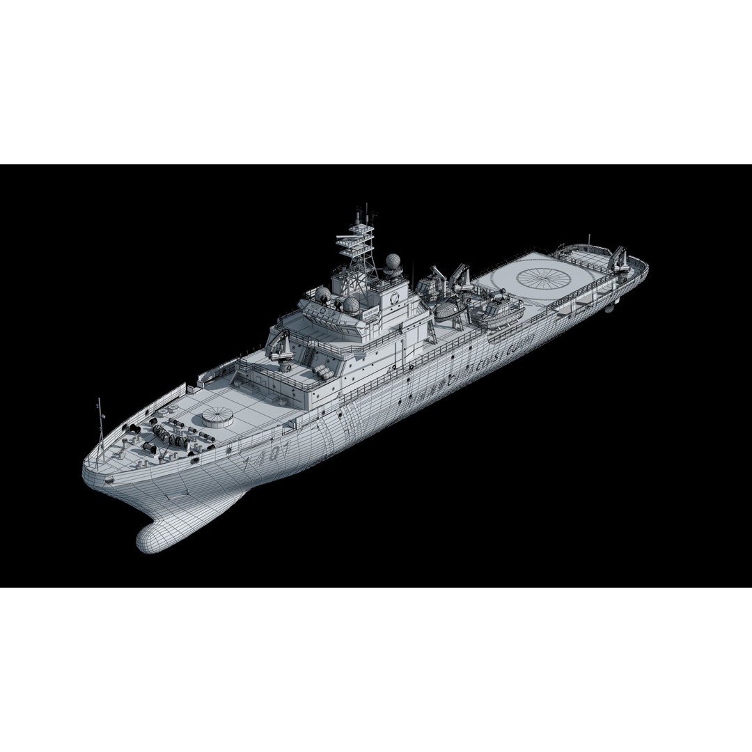 China Coast Guard Ship 1401 3D Model – Military Vessel, FBX, OBJ Formats - View 21
