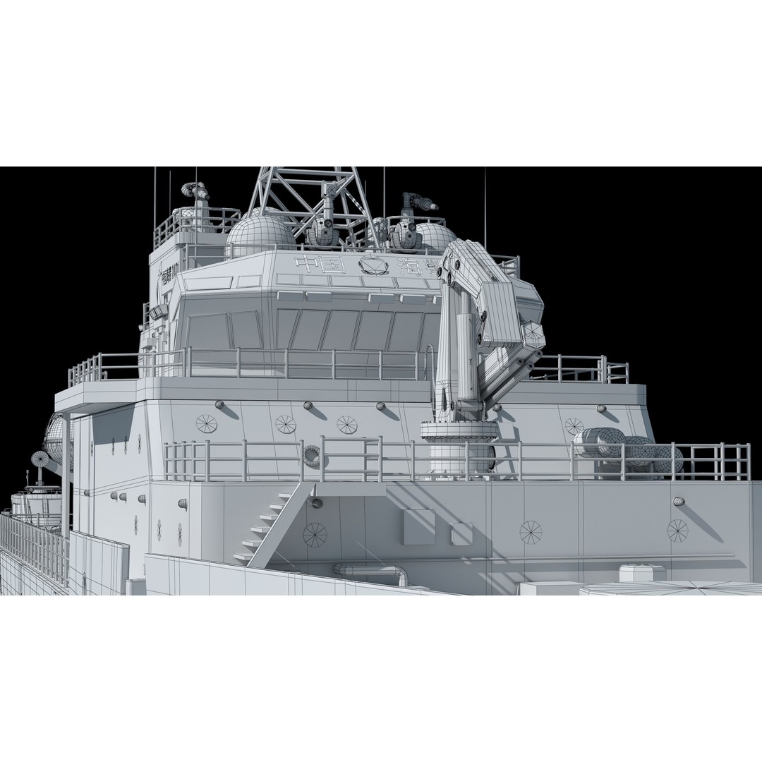 China Coast Guard Ship 1401 3D Model – Military Vessel, FBX, OBJ Formats - View 25