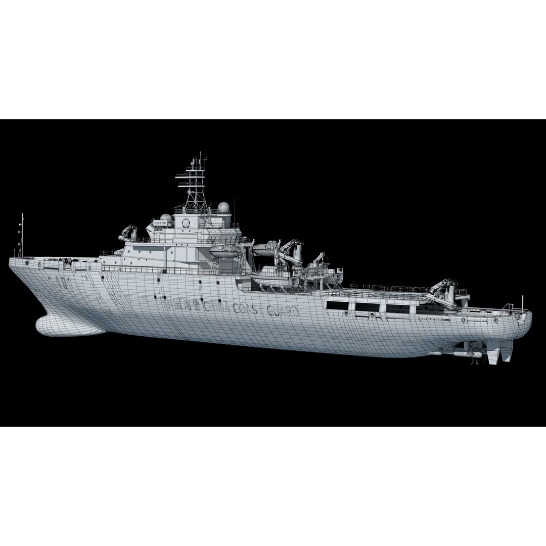 China Coast Guard Ship 1401 3D Model – Military Vessel, FBX, OBJ Formats - View 28
