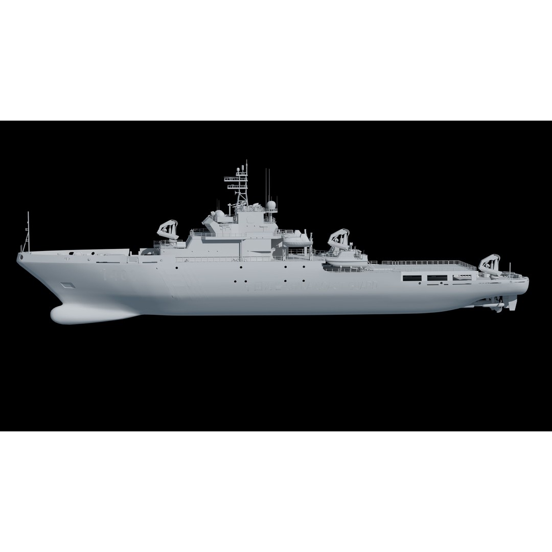 China Coast Guard Ship 1401 3D Model – Military Vessel, FBX, OBJ Formats - View 30