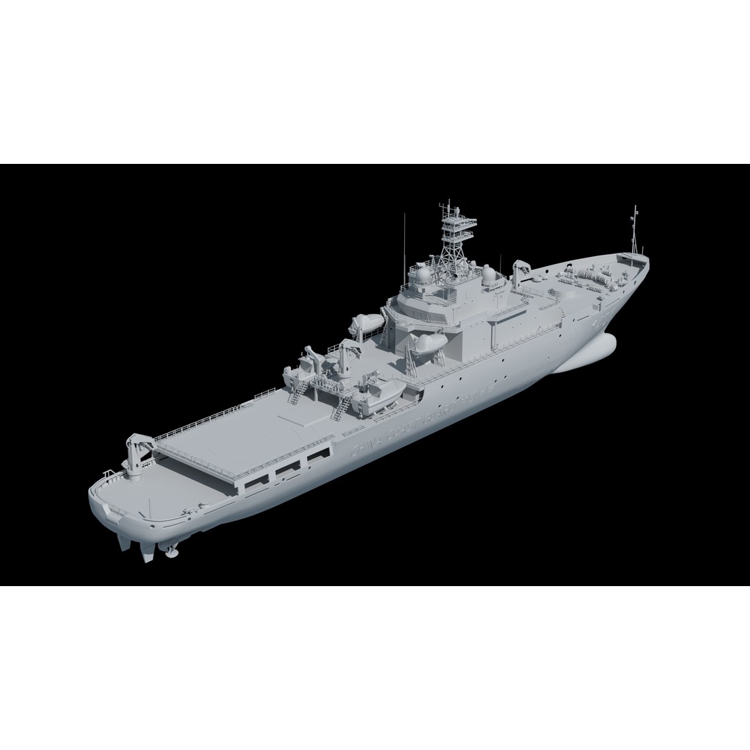 China Coast Guard Ship 1401 3D Model – Military Vessel, FBX, OBJ Formats - View 31