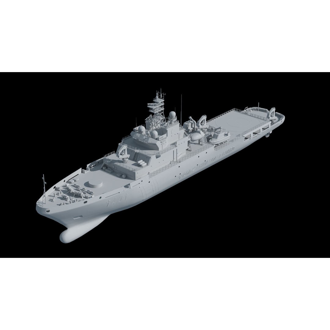 China Coast Guard Ship 1401 3D Model – Military Vessel, FBX, OBJ Formats - View 32