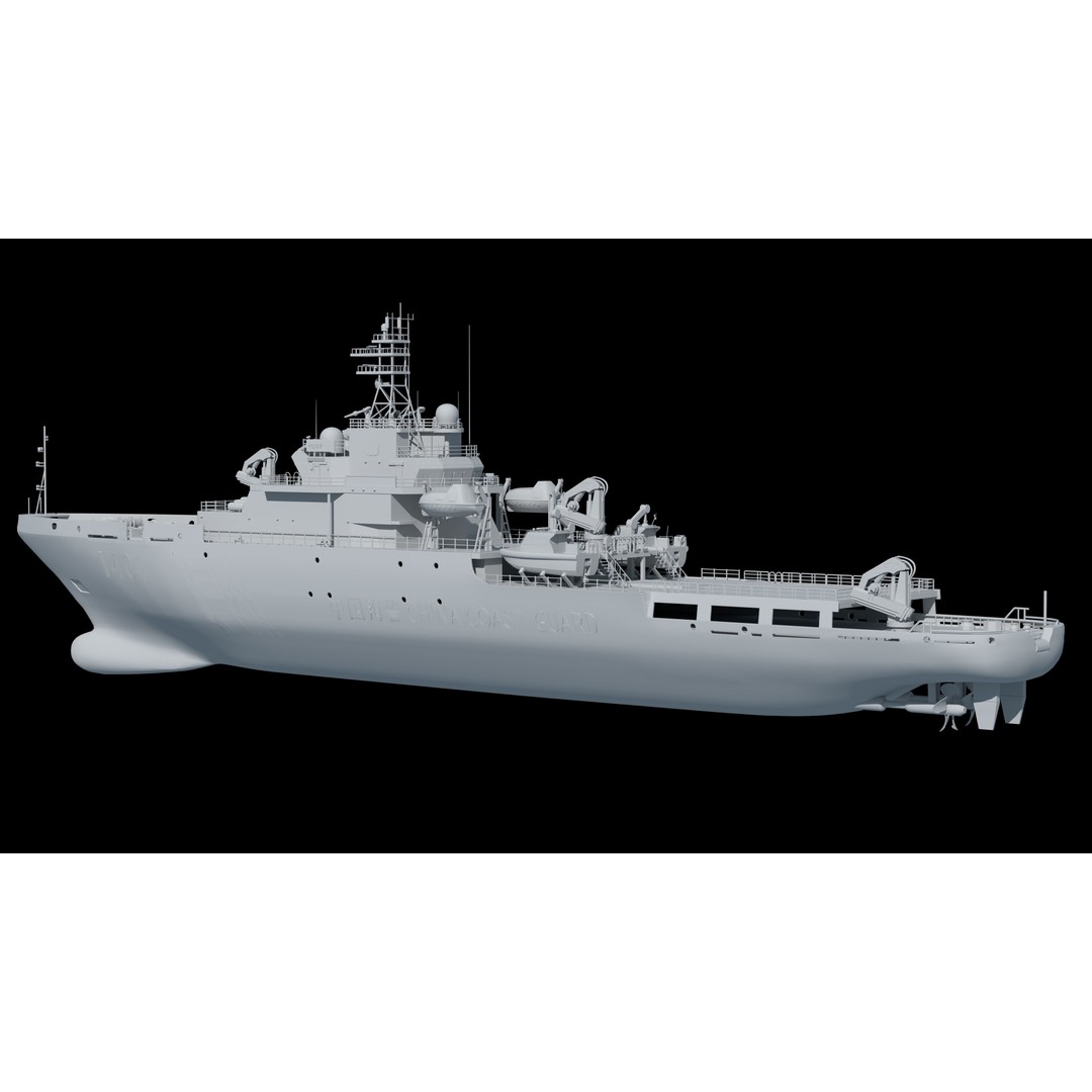 China Coast Guard Ship 1401 3D Model – Military Vessel, FBX, OBJ Formats - View 33
